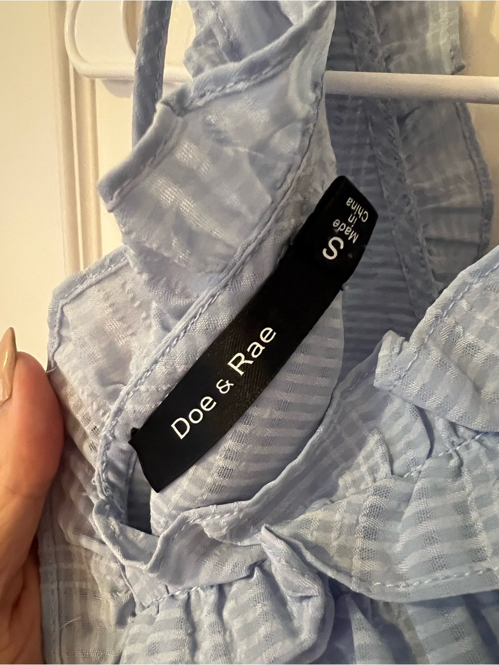 Doe & Rae Light Blue Ruffle V-Back Peplum Top - Picture 3 of 3